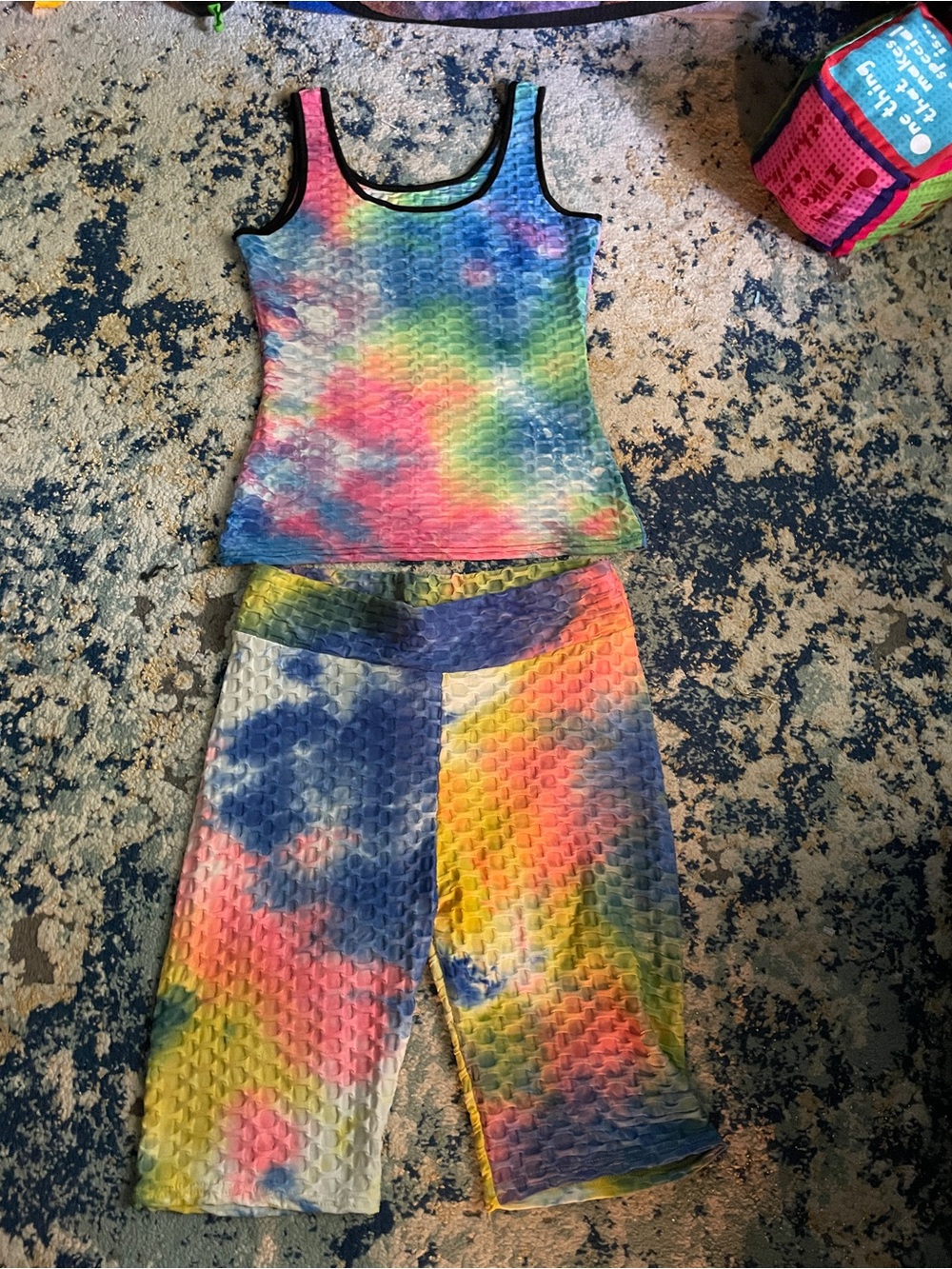 Women’s Rainbow Tie-Dye Tank and Capri  Set - Multicolor